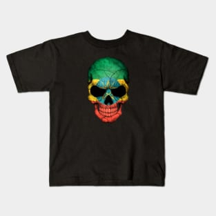 Ethiopian Flag Skull Kids T-Shirt